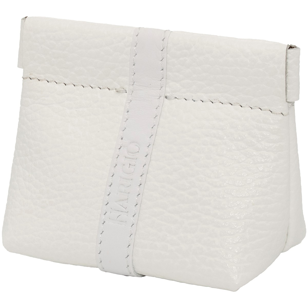 Portamonete vera pelle bianco, borsello da donna chiusura a molla