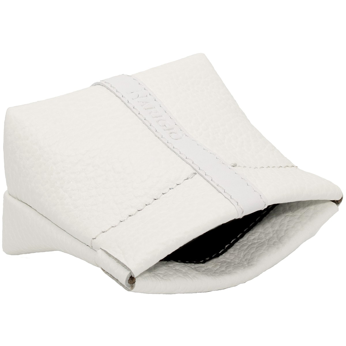 Portamonete vera pelle bianco, borsello da donna chiusura a molla