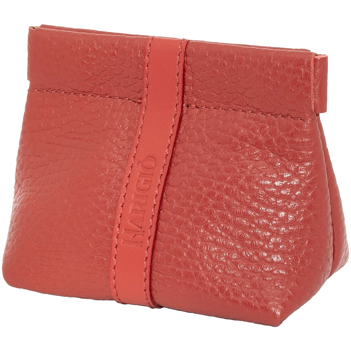 Portamonete donna vera pelle, borsello rosso chiusura a molla