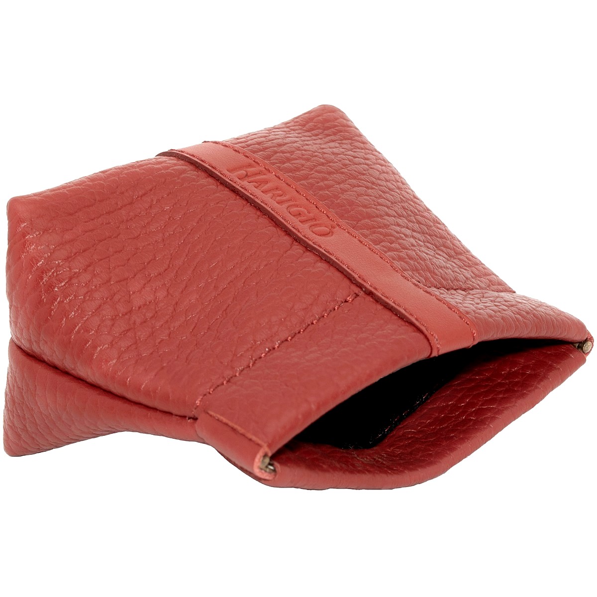 Portamonete donna vera pelle, borsello rosso chiusura a molla