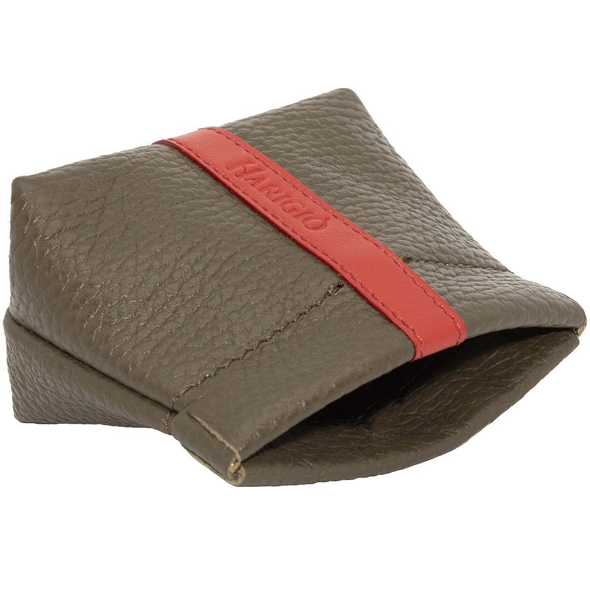 Portamonete vera pelle donna, borsello verde rosso chiusura a molla