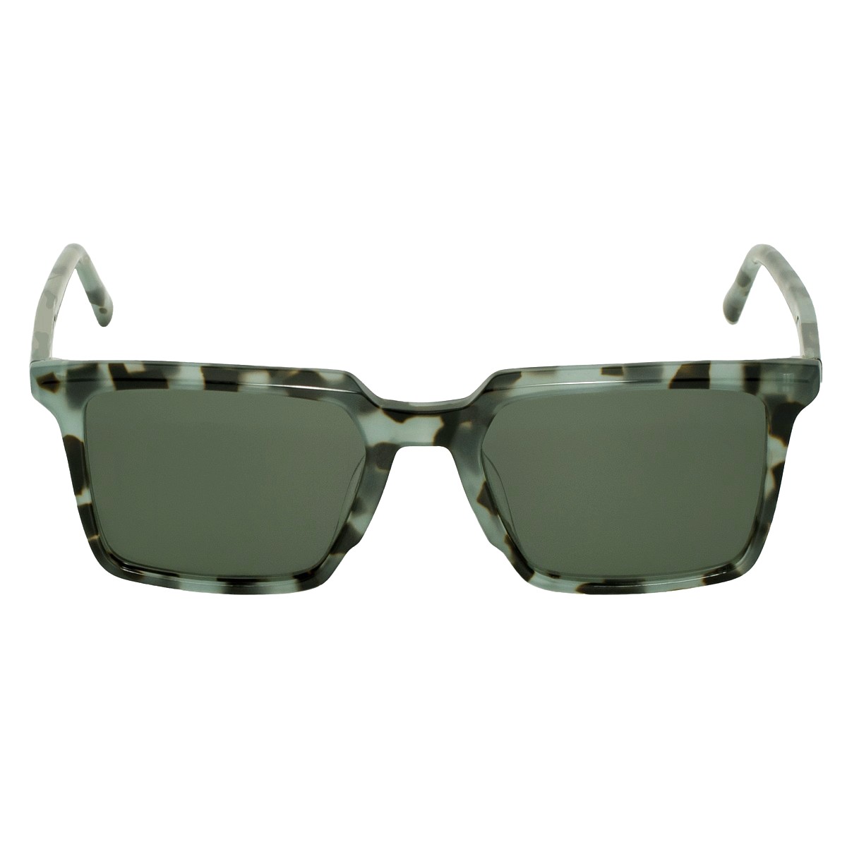 Occhiali da sole unisex, montatura verde marrone tigrato filtri verdi