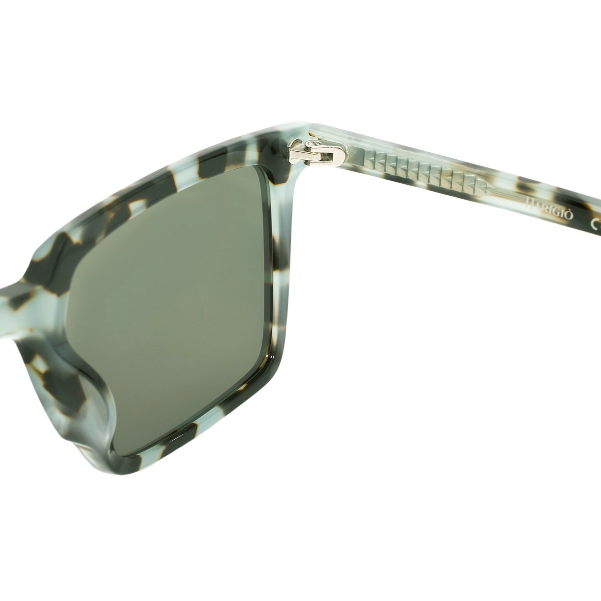 Occhiali da sole unisex, montatura verde marrone tigrato filtri verdi