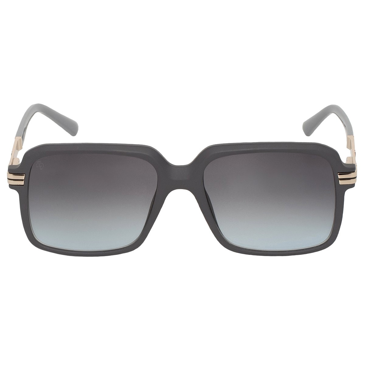 Occhiali da sole uomo montatura grigia con oro, filtri con sfumatura