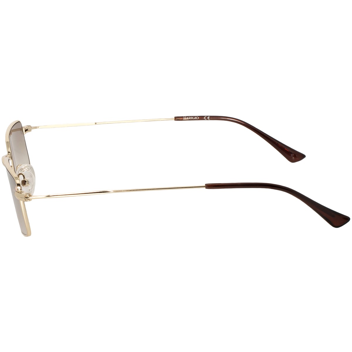 Occhiali da sole unisex montatura metallo oro, filtri marrone sfumati