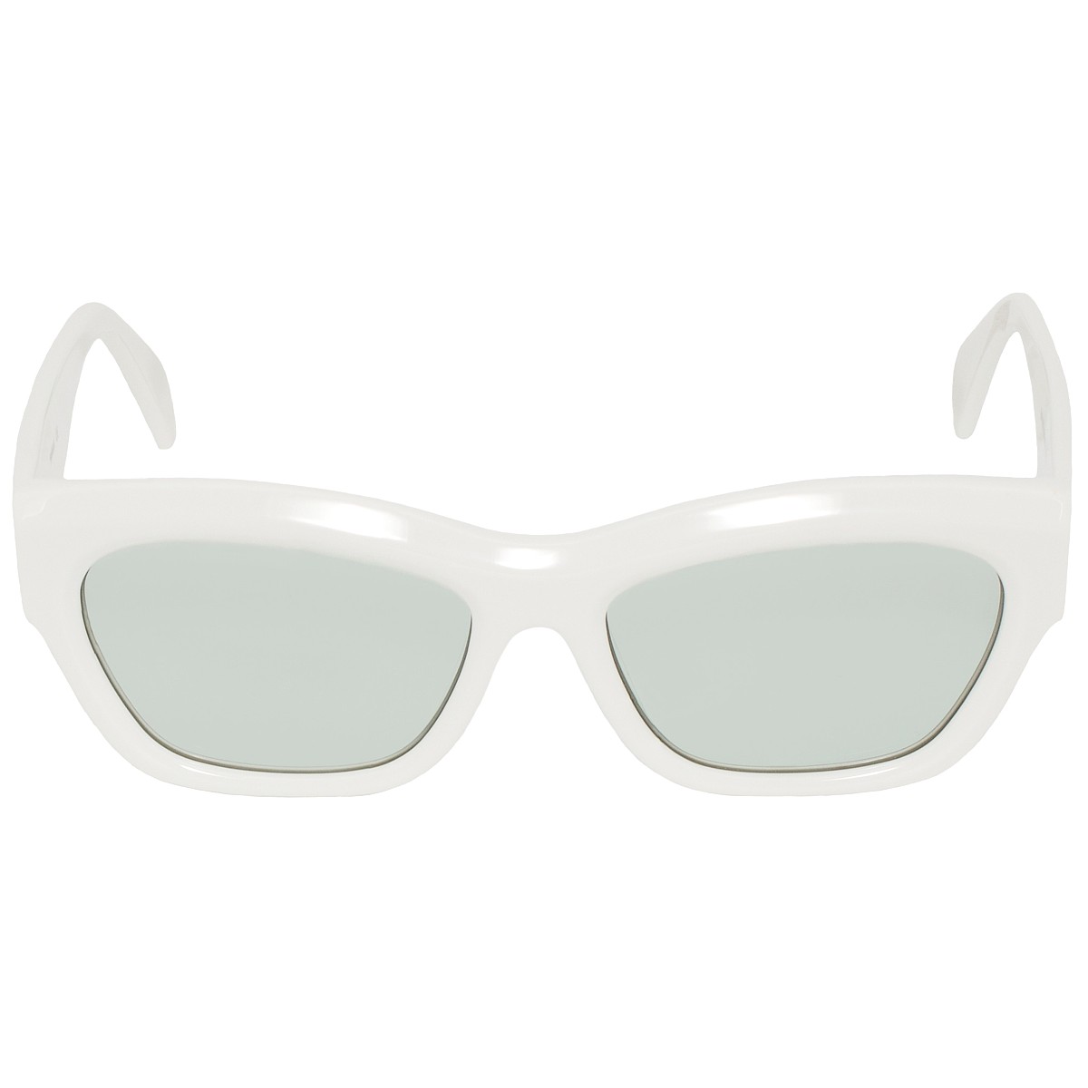 Occhiali da sole donna con montatura bianca lucida e filtri verdi