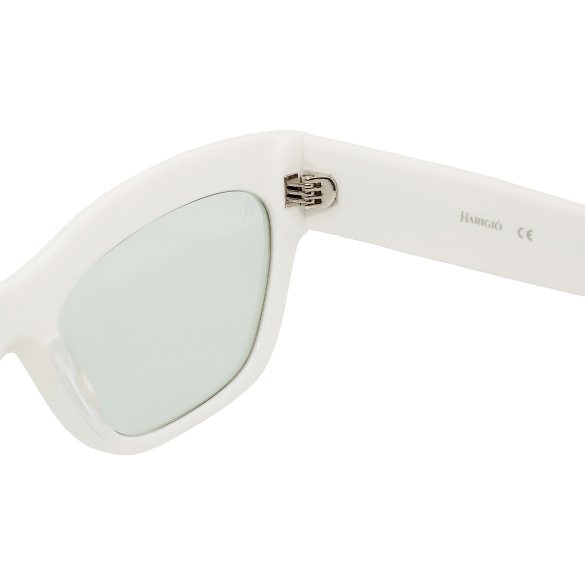 Occhiali da sole donna con montatura bianca lucida e filtri verdi