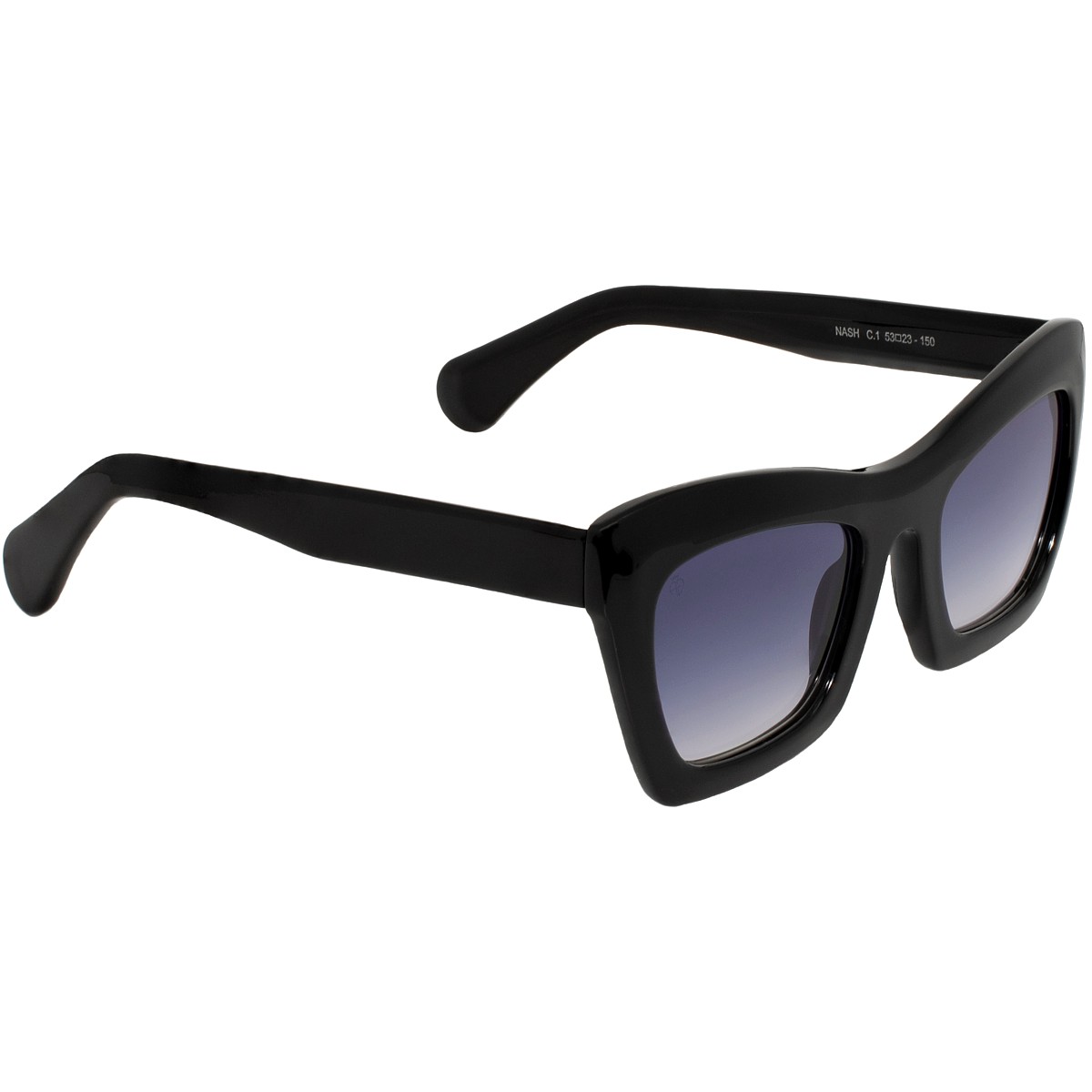 Occhiali da sole donna montatura nera lucida filtri viola sfumati