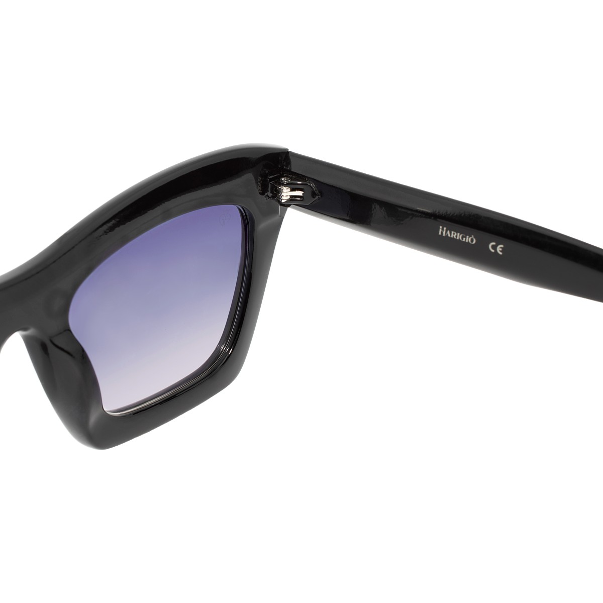 Occhiali da sole donna montatura nera lucida filtri viola sfumati