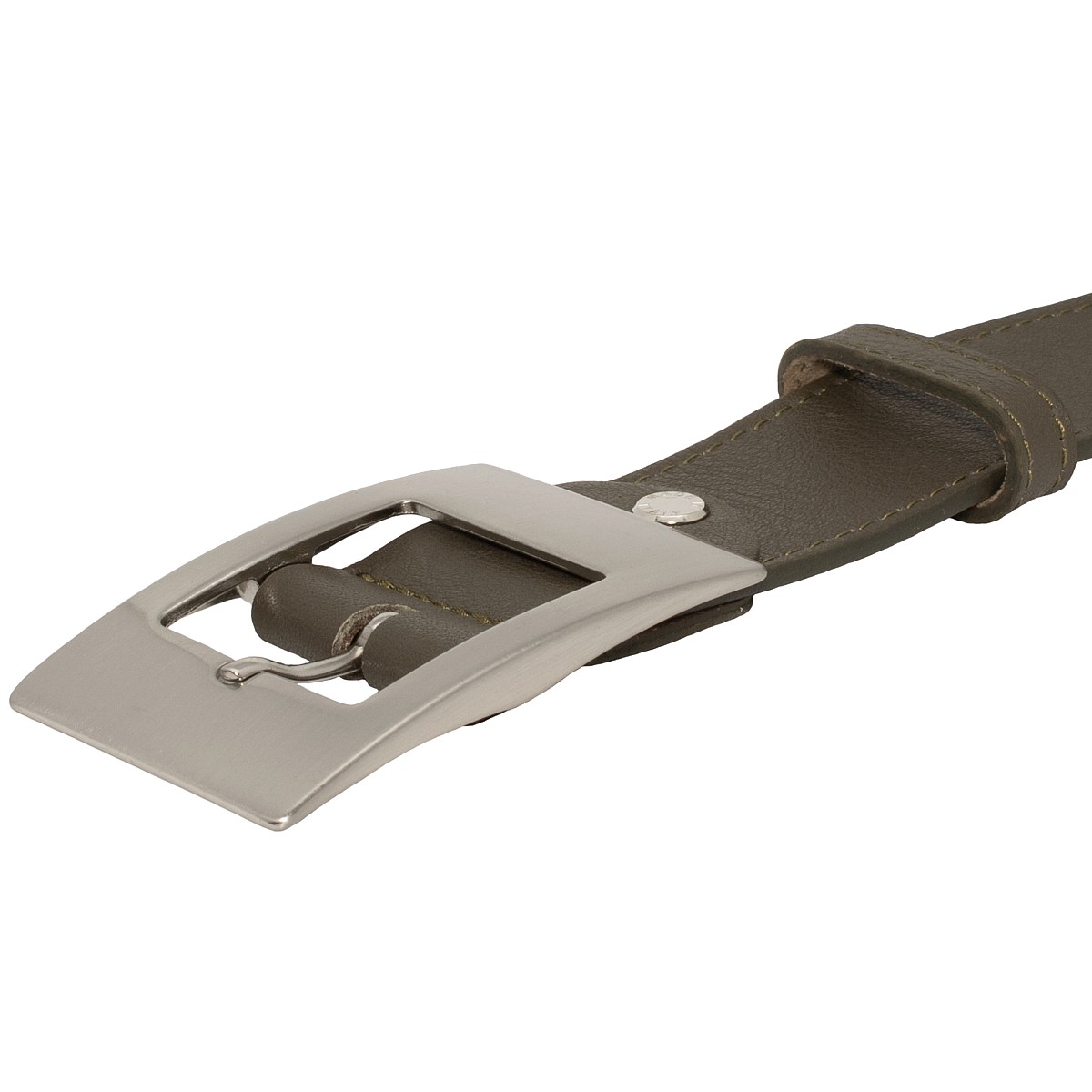 Cintura vera pelle uomo donna colore verde, cinta fibbia argentata