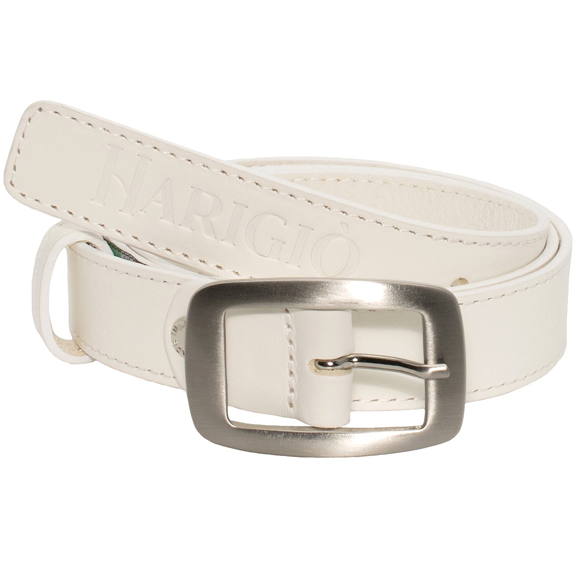Cintura in pelle bianca, cinta da uomo donna fibbia colore argento