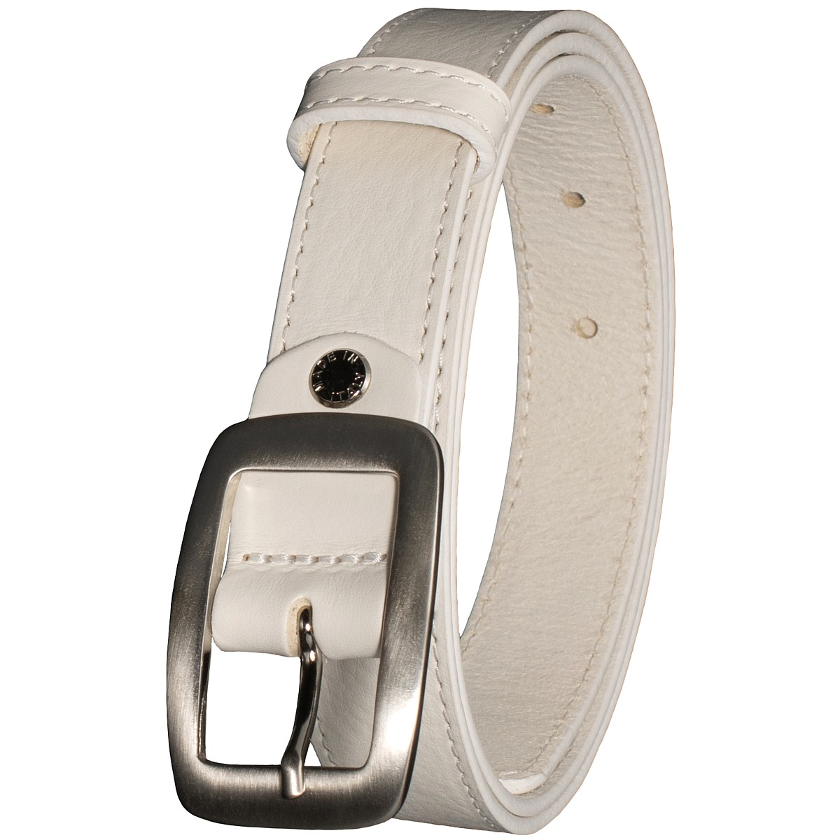 Cintura in pelle bianca, cinta da uomo donna fibbia colore argento