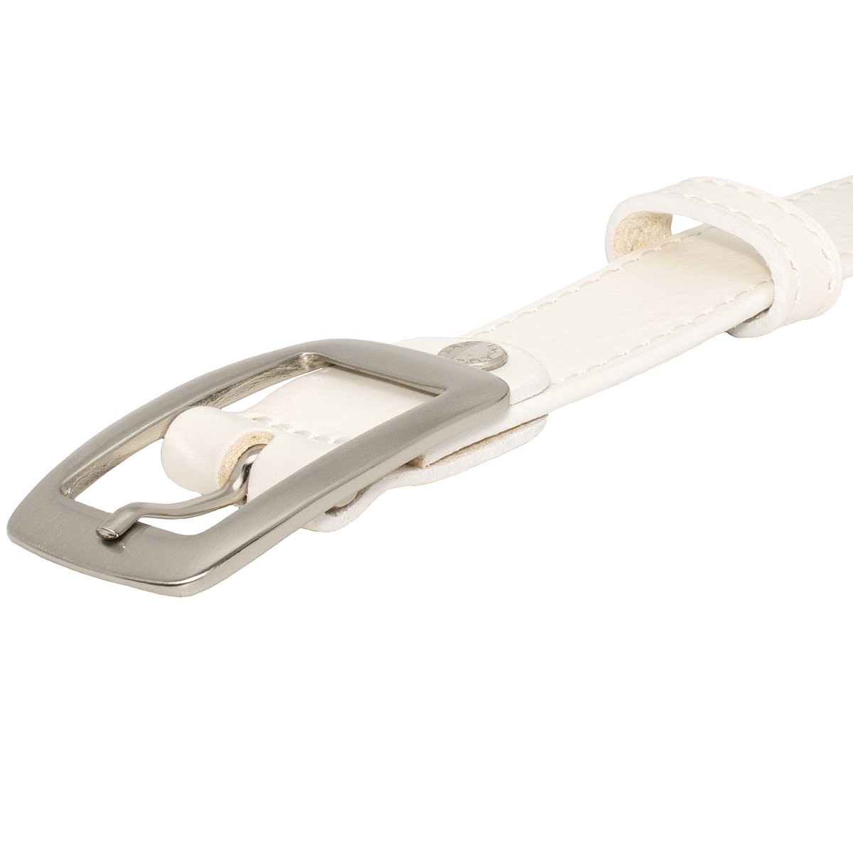 Cintura in pelle bianca, cinta da uomo donna fibbia colore argento