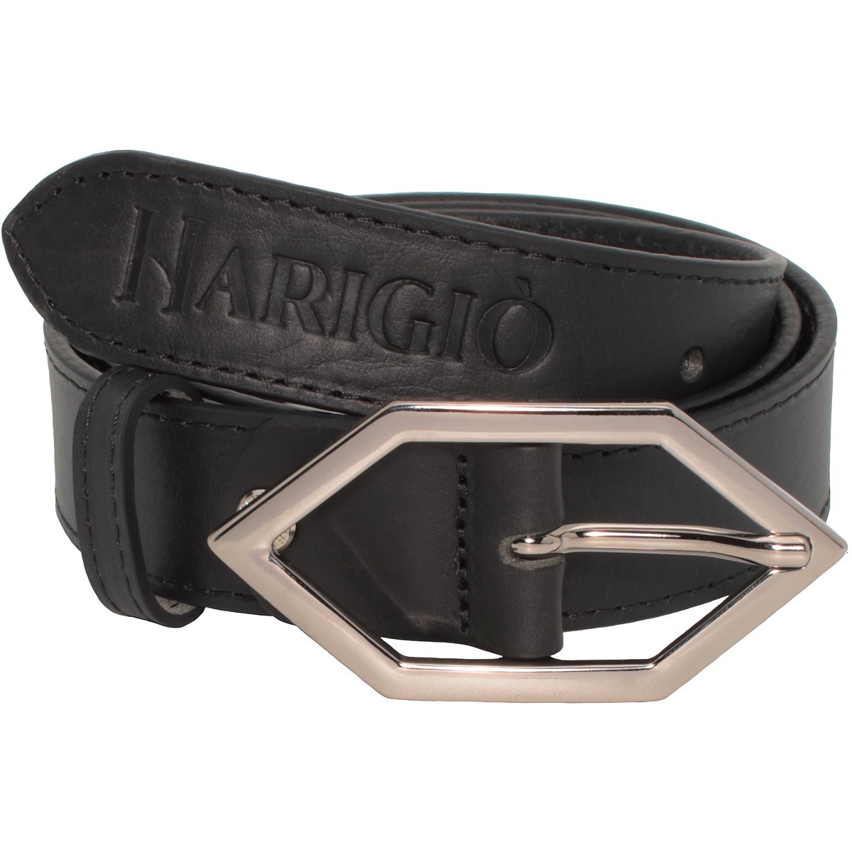 Cintura vera pelle nera, cinta da uomo e da donna fibbia argentata