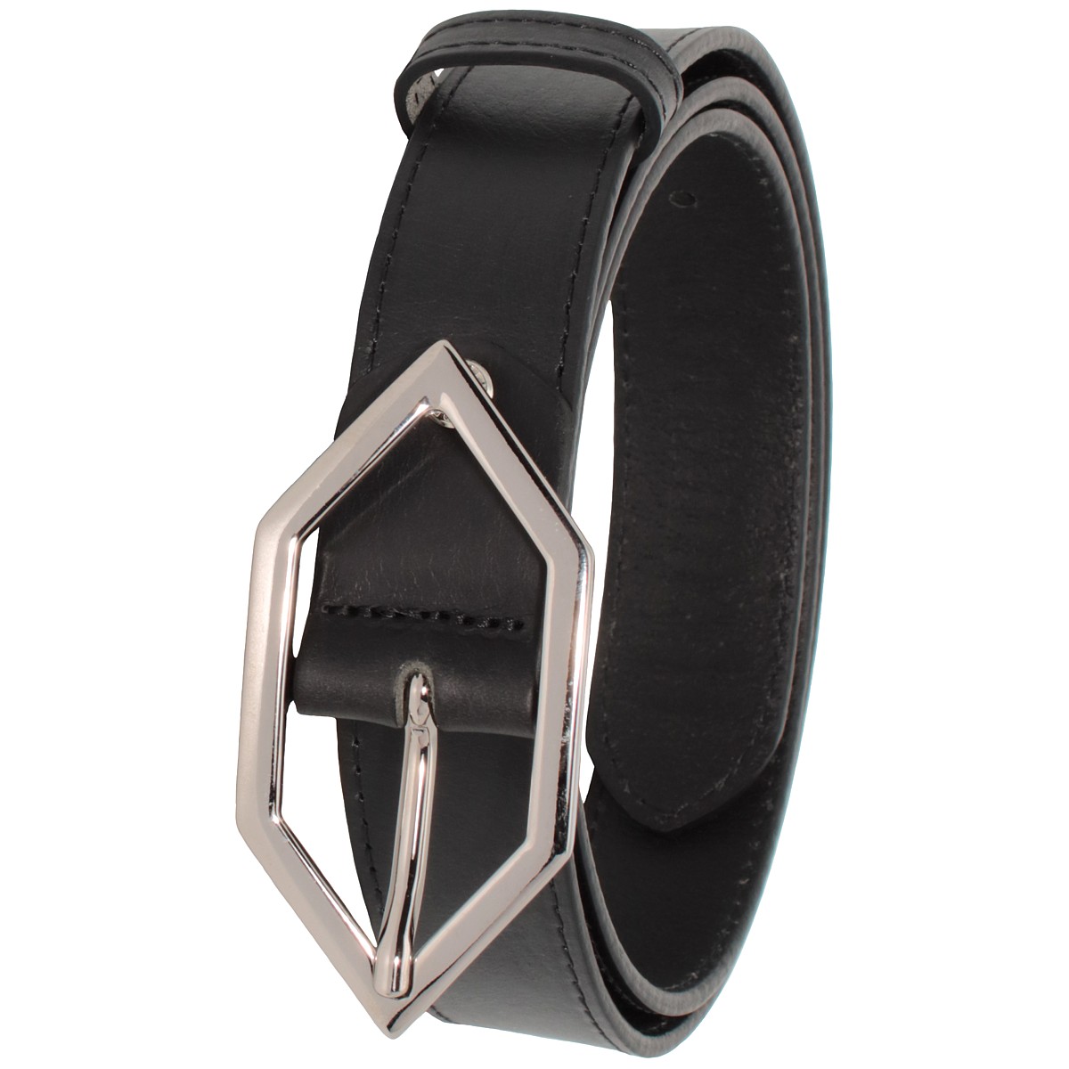 Cintura vera pelle nera, cinta da uomo e da donna fibbia argentata