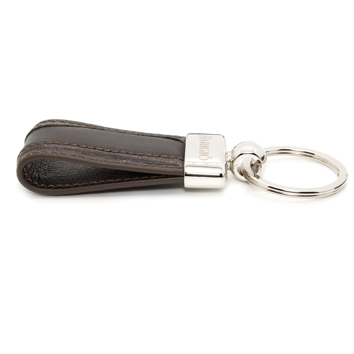 Portacarte di credito con portachiavi vera pelle unisex marrone