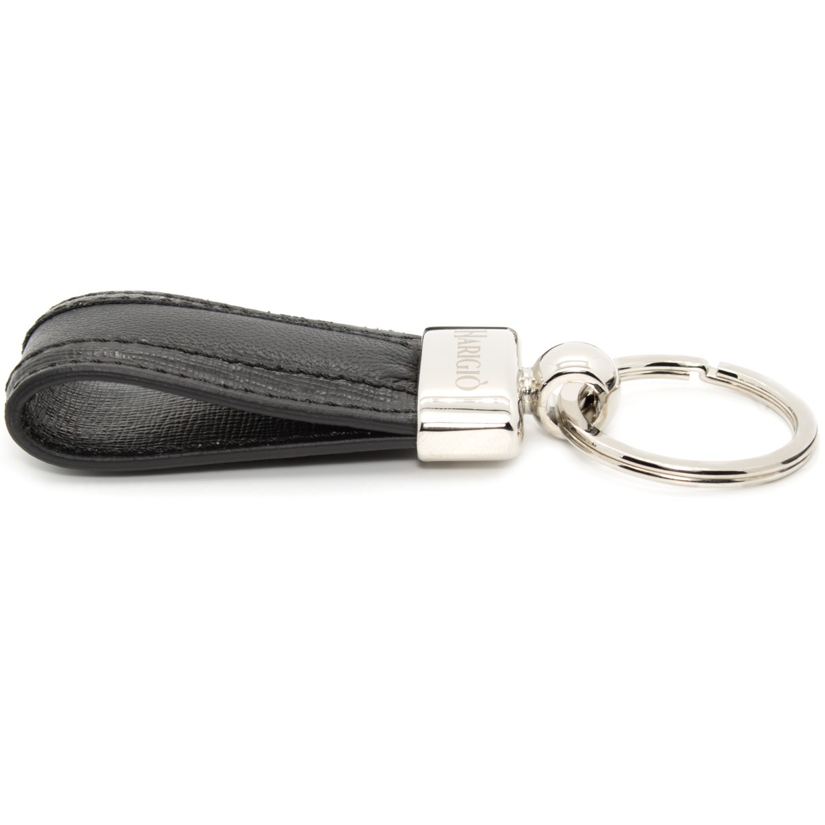Portacarte di credito con portachiavi unisex vera pelle nero