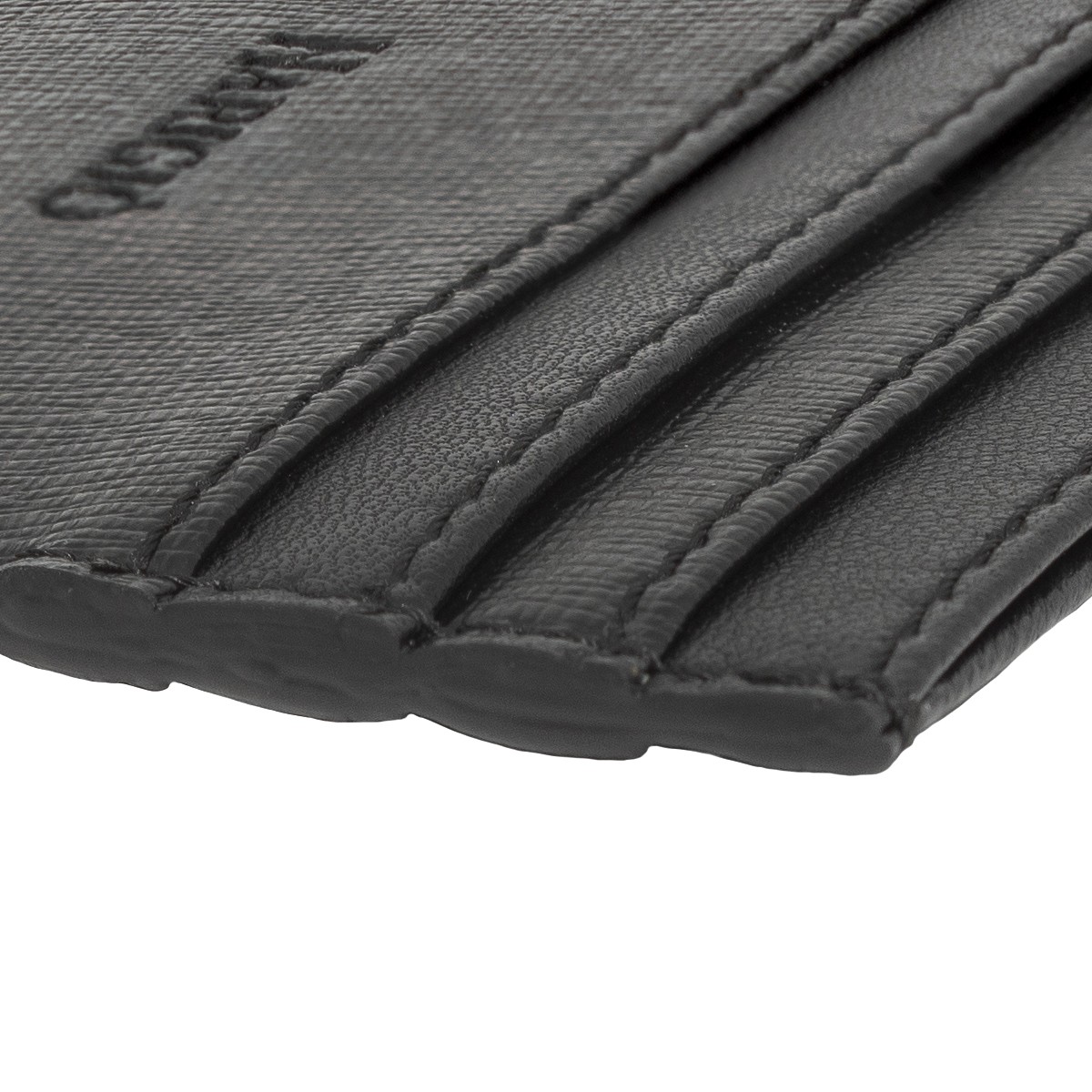 Portacarte di credito con portachiavi unisex vera pelle nero