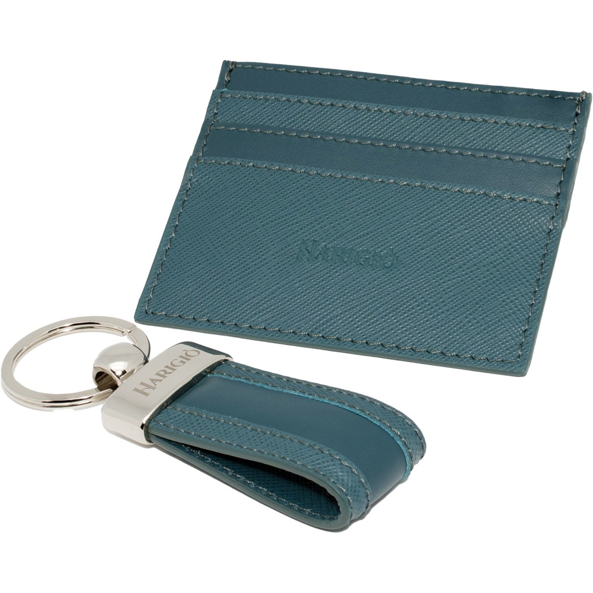 Portacarte di credito e portachiavi uomo donna colore verde vera pelle