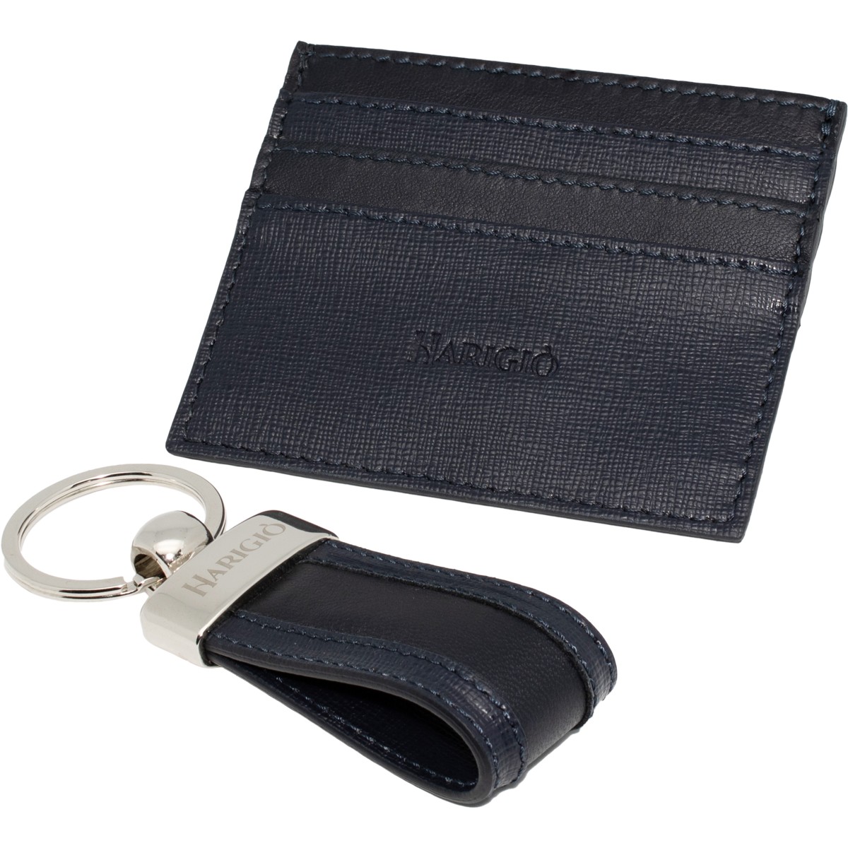 Portacarte di credito portachiavi vera pelle uomo donna blu notte