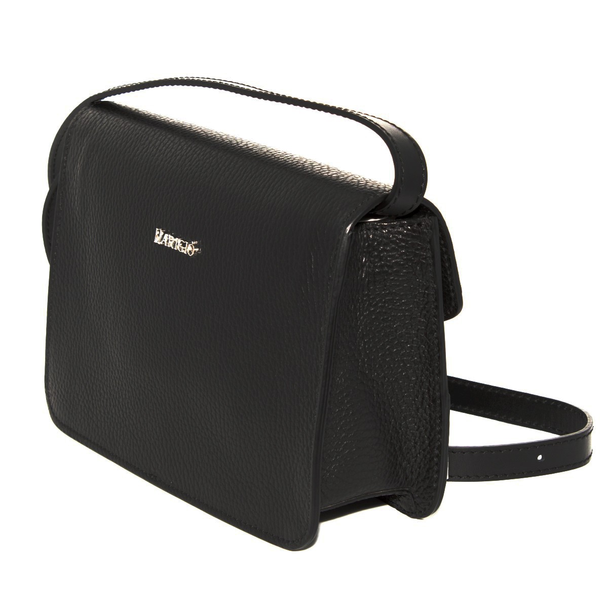 Borsa in vera pelle nera da donna, con tracolla lunga regolabile