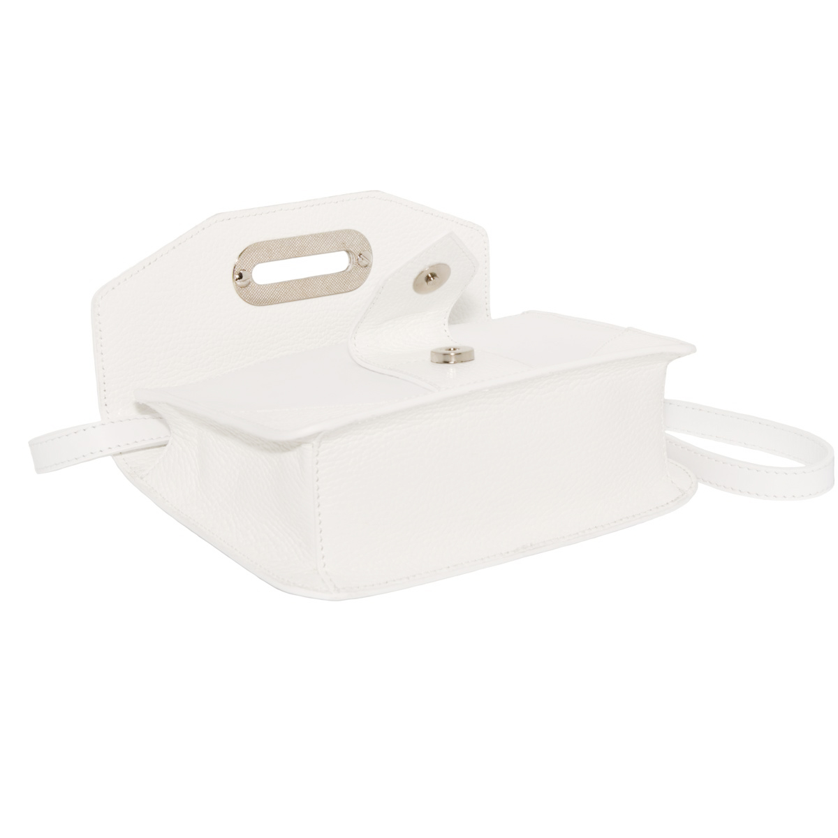 Borsa da donna in vera pelle bianca, con regolazione della tracolla