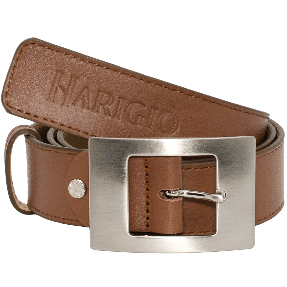 Cintura uomo donna vera pelle marrone, cinta con fibbia argentata