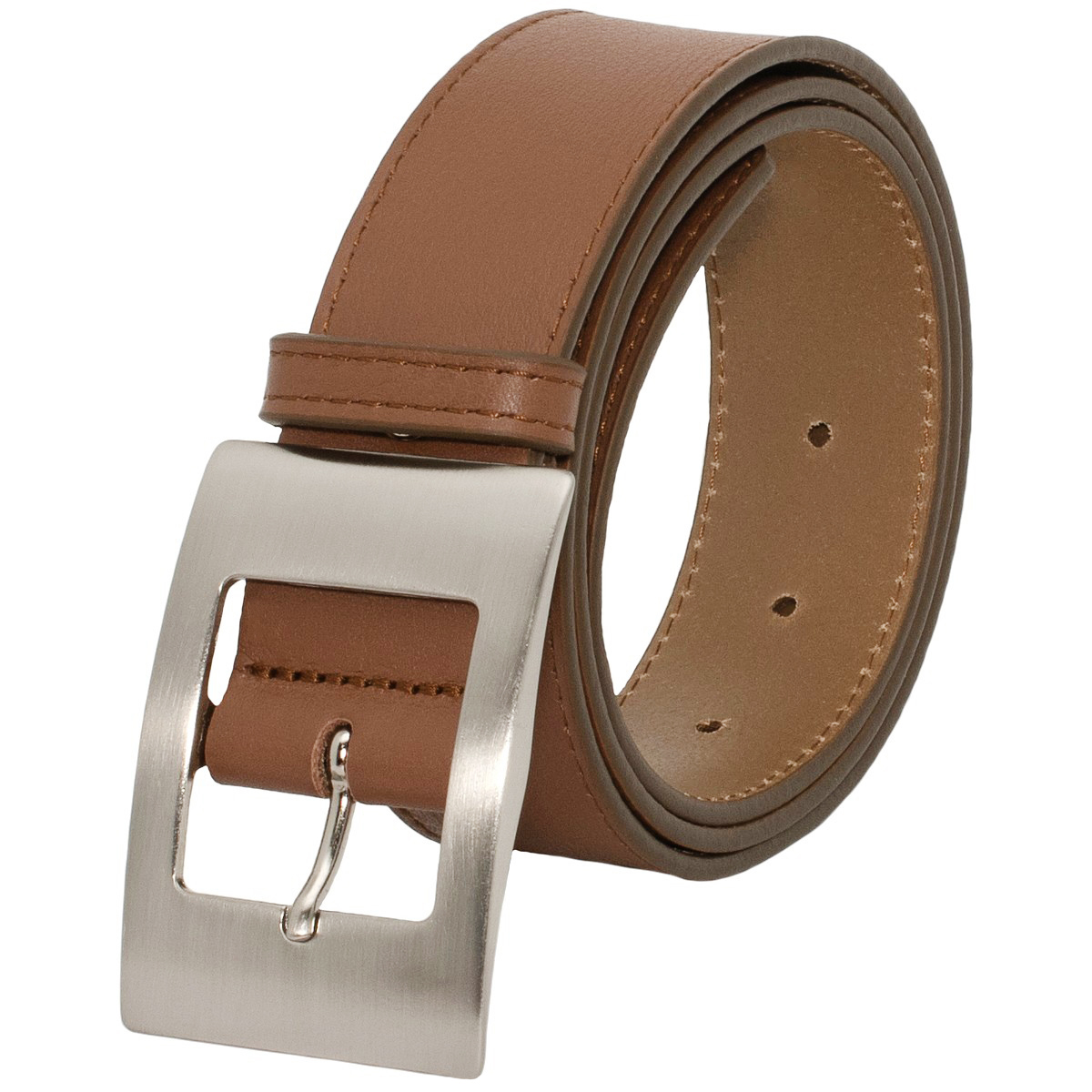Cintura uomo donna vera pelle marrone, cinta con fibbia argentata