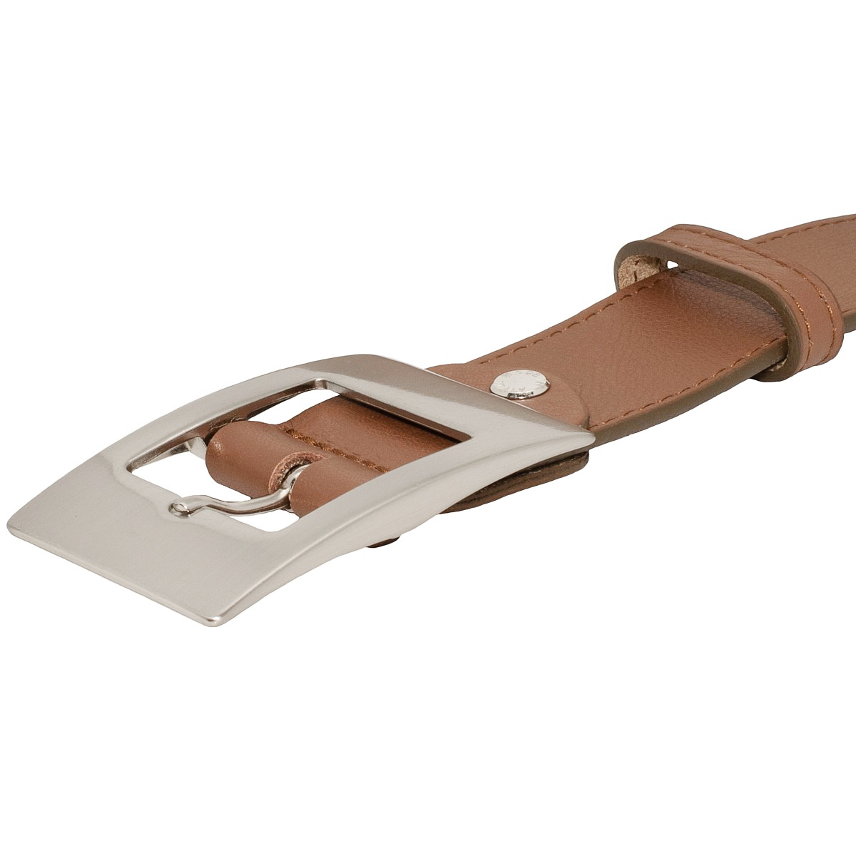 Cintura uomo donna vera pelle marrone, cinta con fibbia argentata