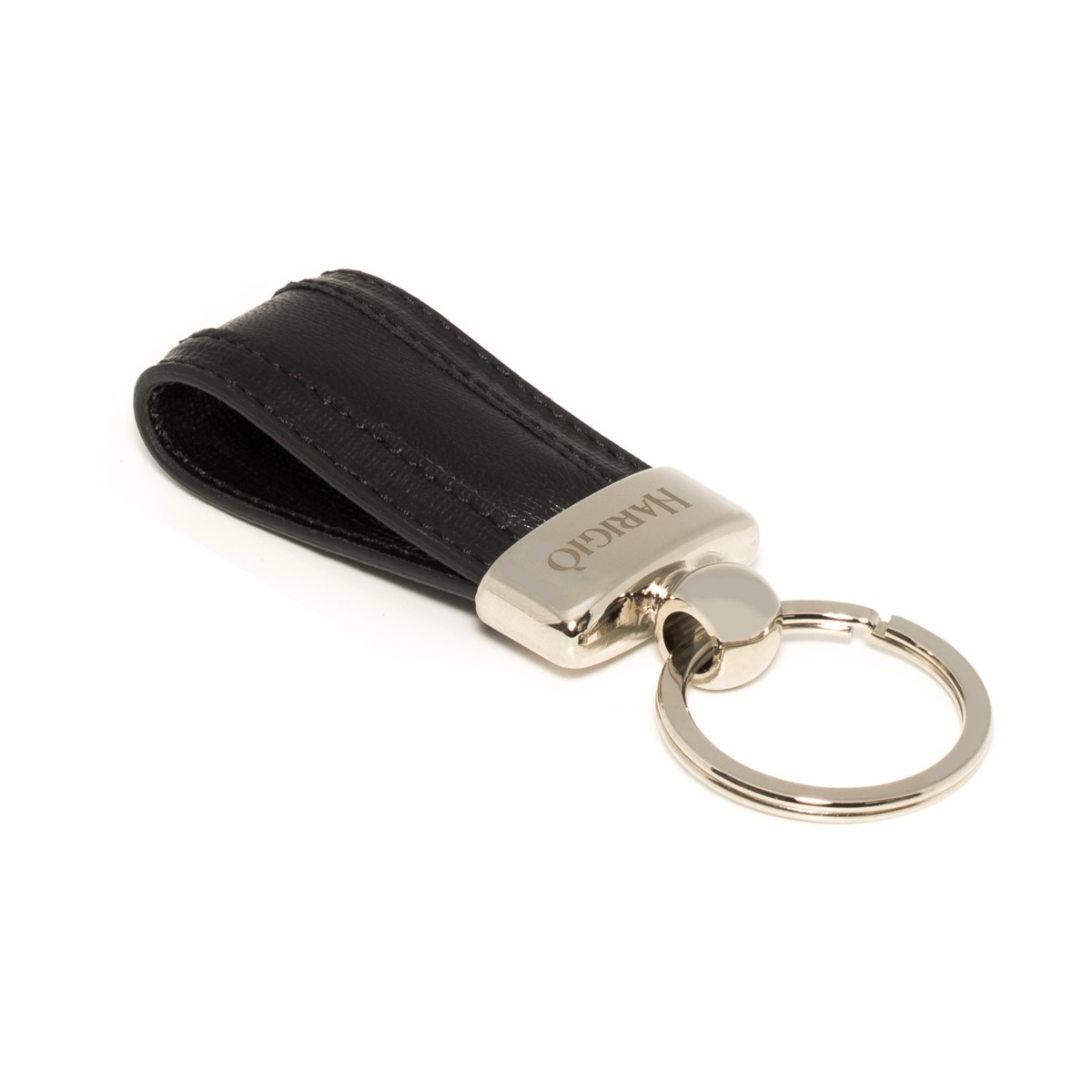 Portachiavi in vera pelle nero uomo donna con anello blisè