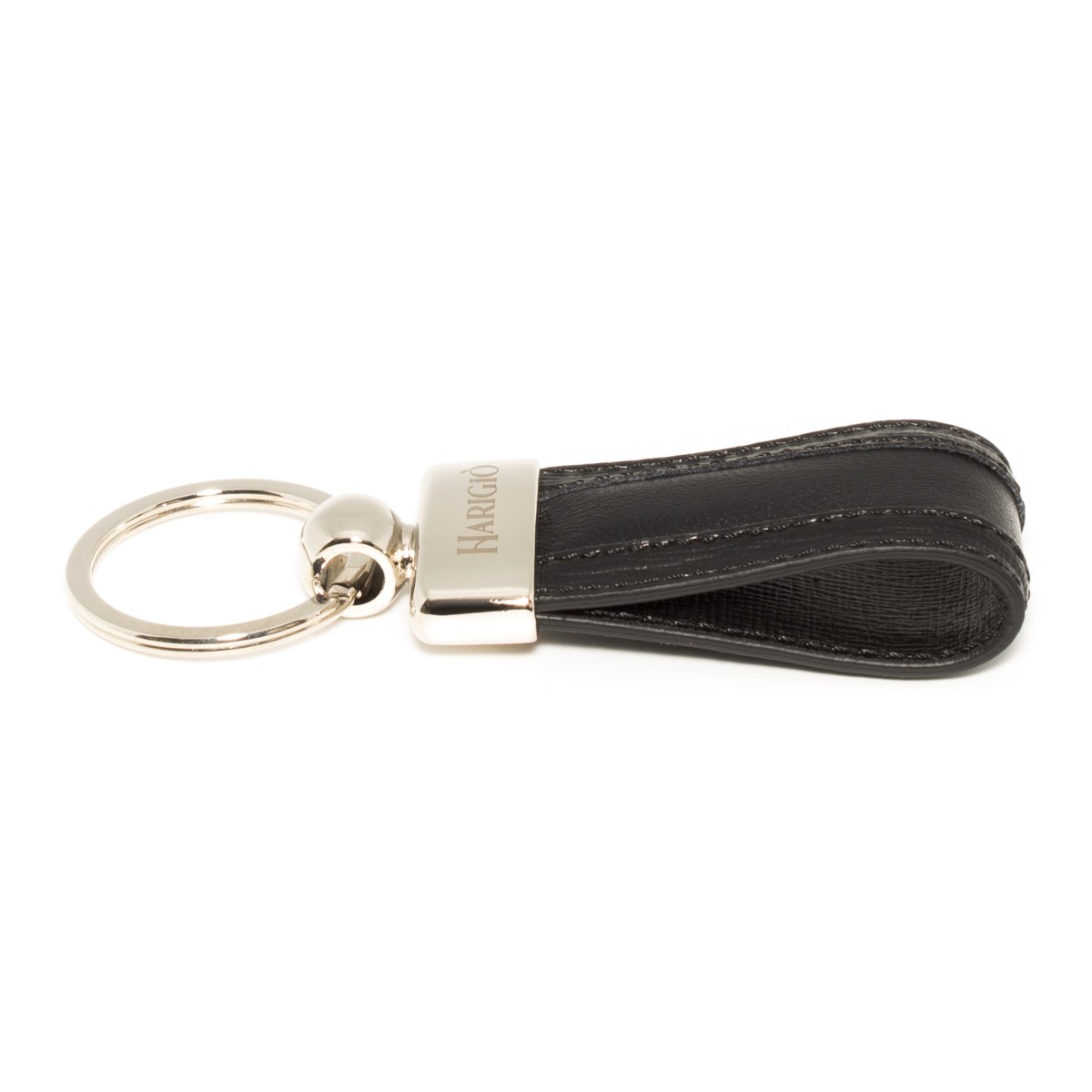 Portachiavi in vera pelle nero uomo donna con anello blisè