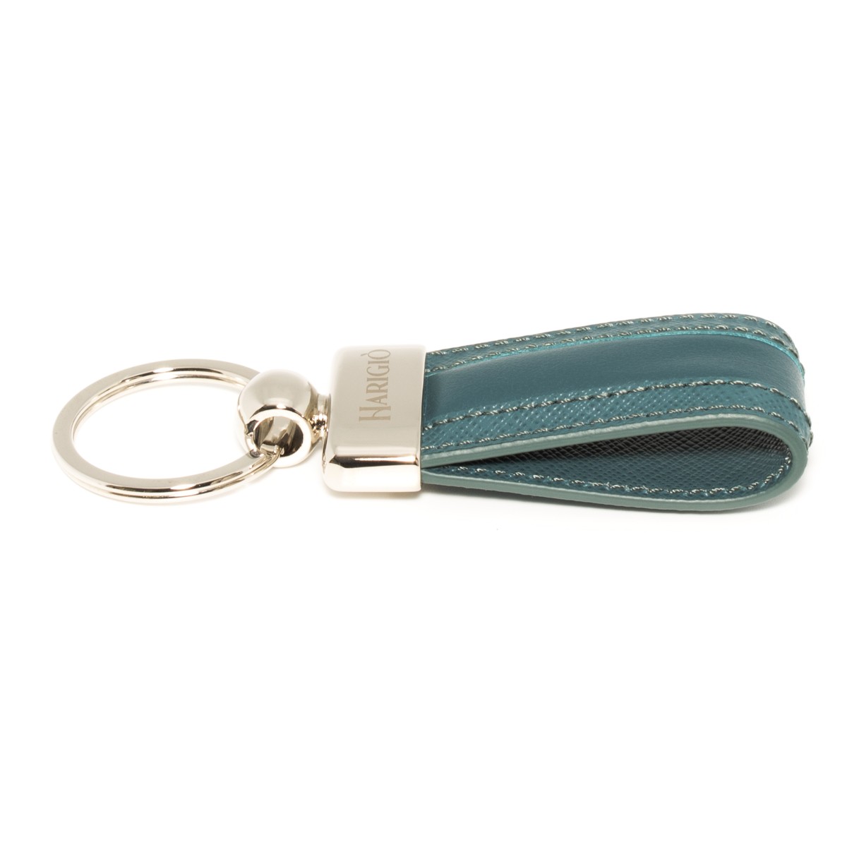 Portachiavi uomo donna in vera pelle di colore verde anello blisè