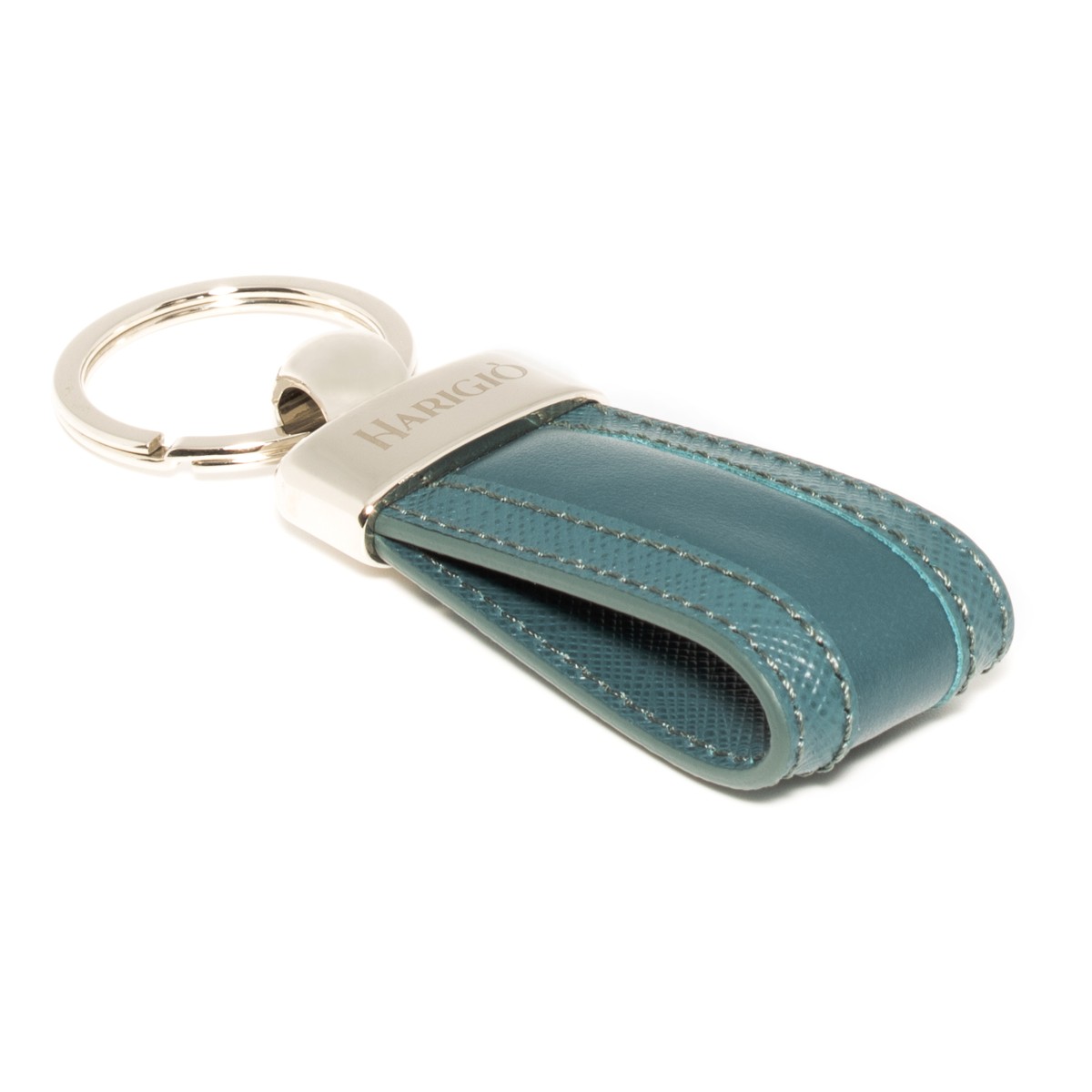 Portachiavi uomo donna in vera pelle di colore verde anello blisè