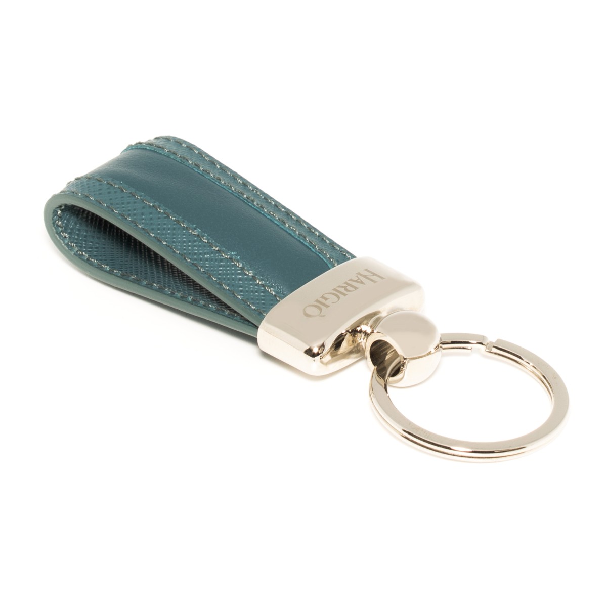 Portachiavi uomo donna in vera pelle di colore verde anello blisè