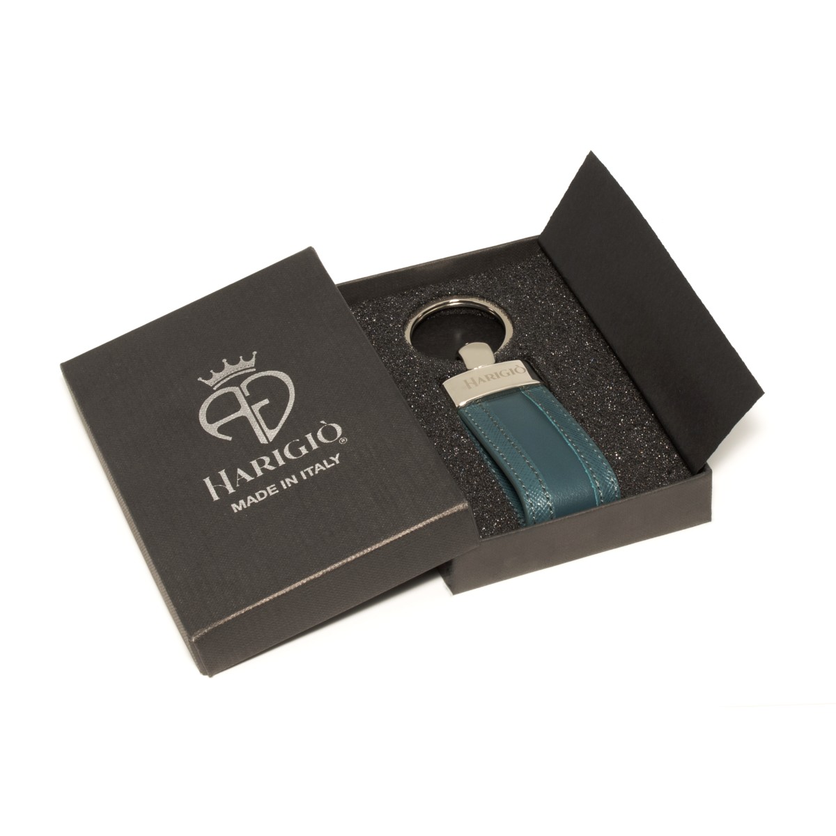 Portachiavi uomo donna in vera pelle di colore verde anello blisè