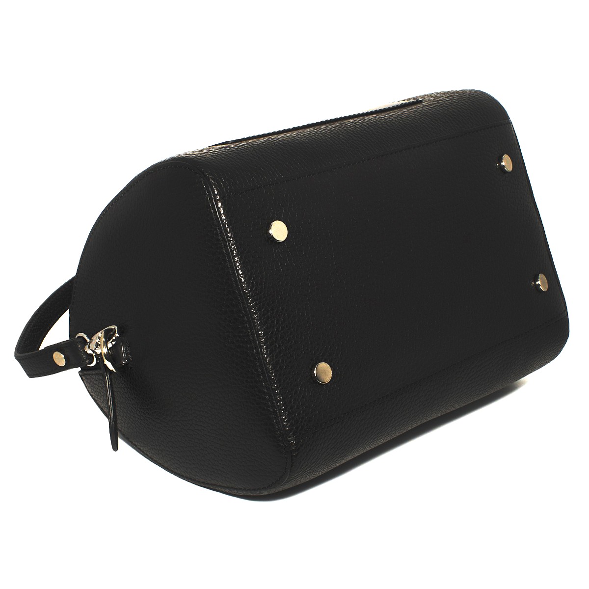 Bauletto in vera pelle da donna nero, tracolla regolabile removibile