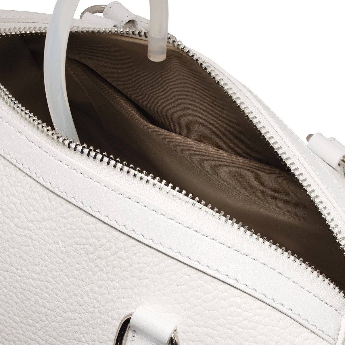 Bauletto da donna in vera pelle bianco, tracolla regolabile removibile