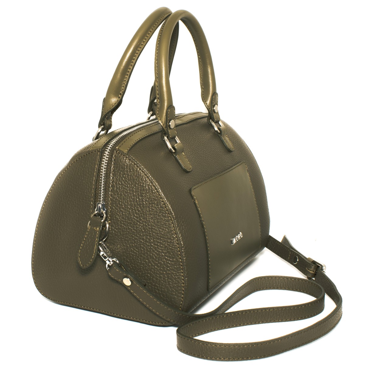 Bauletto donna vera pelle colore verde, tracolla regolabile removibile