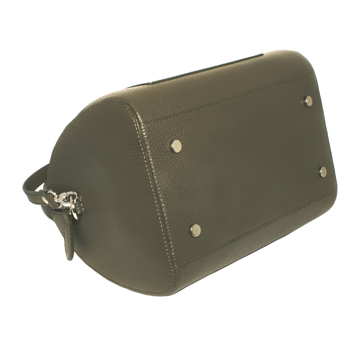 Bauletto donna vera pelle colore verde, tracolla regolabile removibile