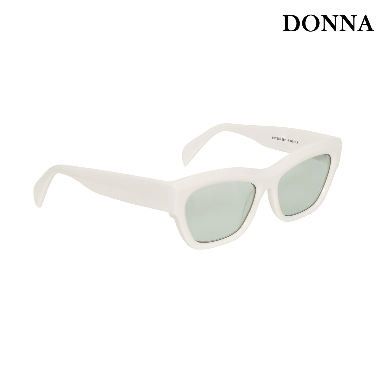 Occhiali da sole donna con montatura bianca lucida e filtri verdi