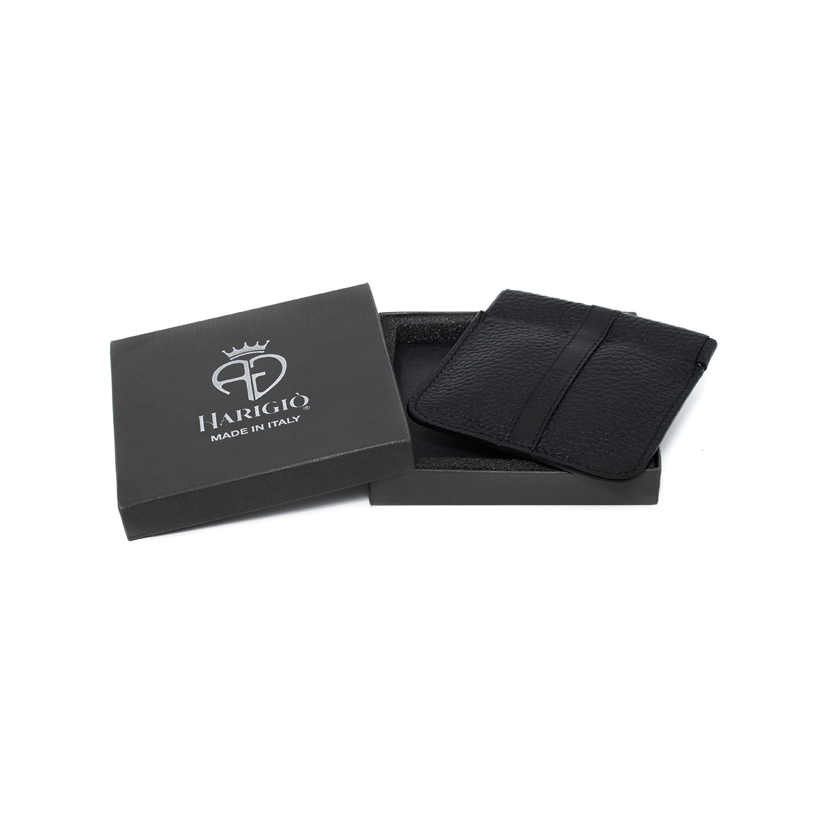 Portamonete in vera pelle unisex, borsello nero chiusura a molla