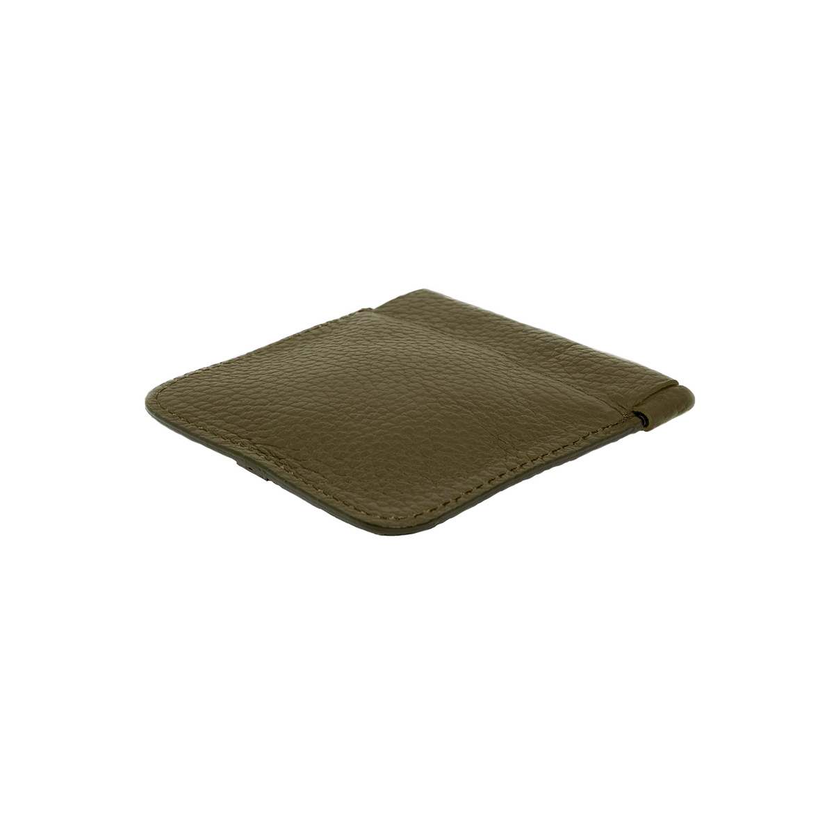 Portamonete con chiusura a molla in vera pelle, borsello verde beige