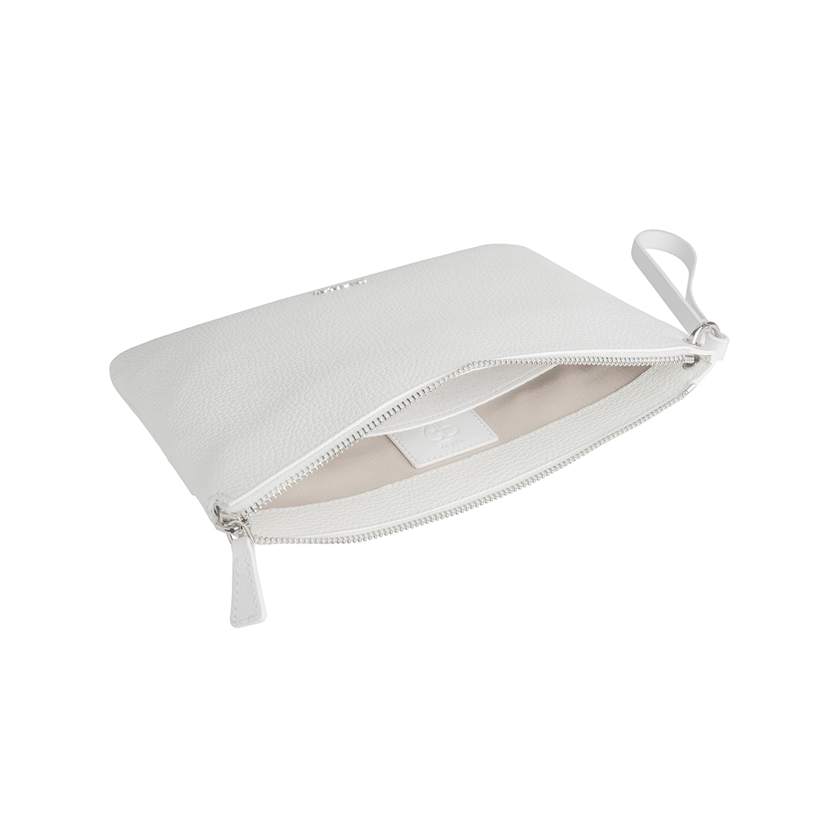Pochette bianca da donna in vera pelle, tracolla e manico removibile