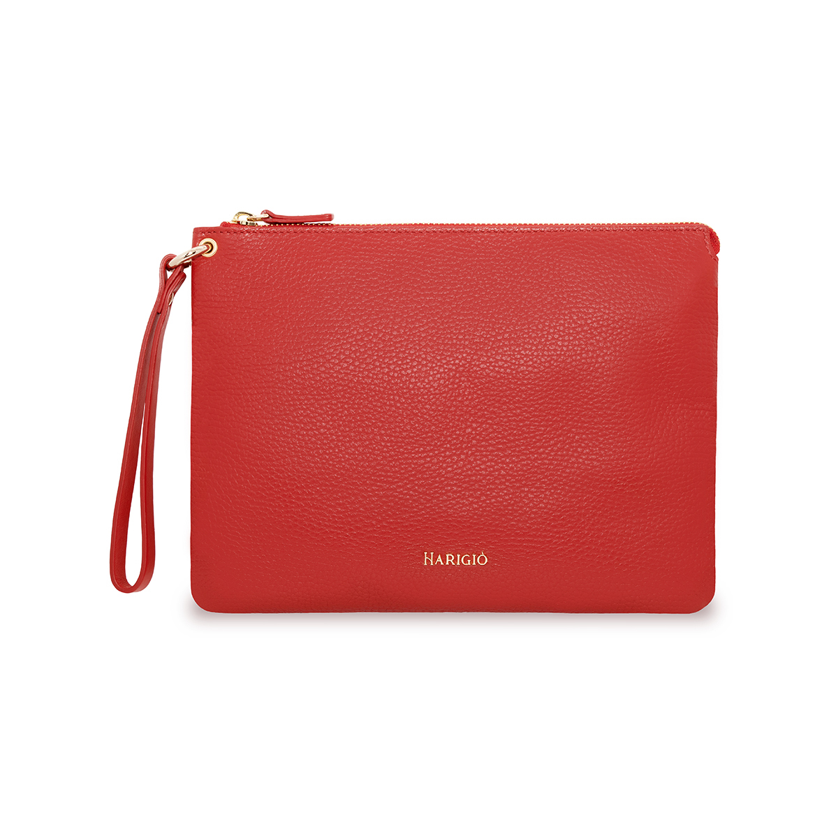 Pochette in vera pelle da donna rossa, con tracolla e manico a mano