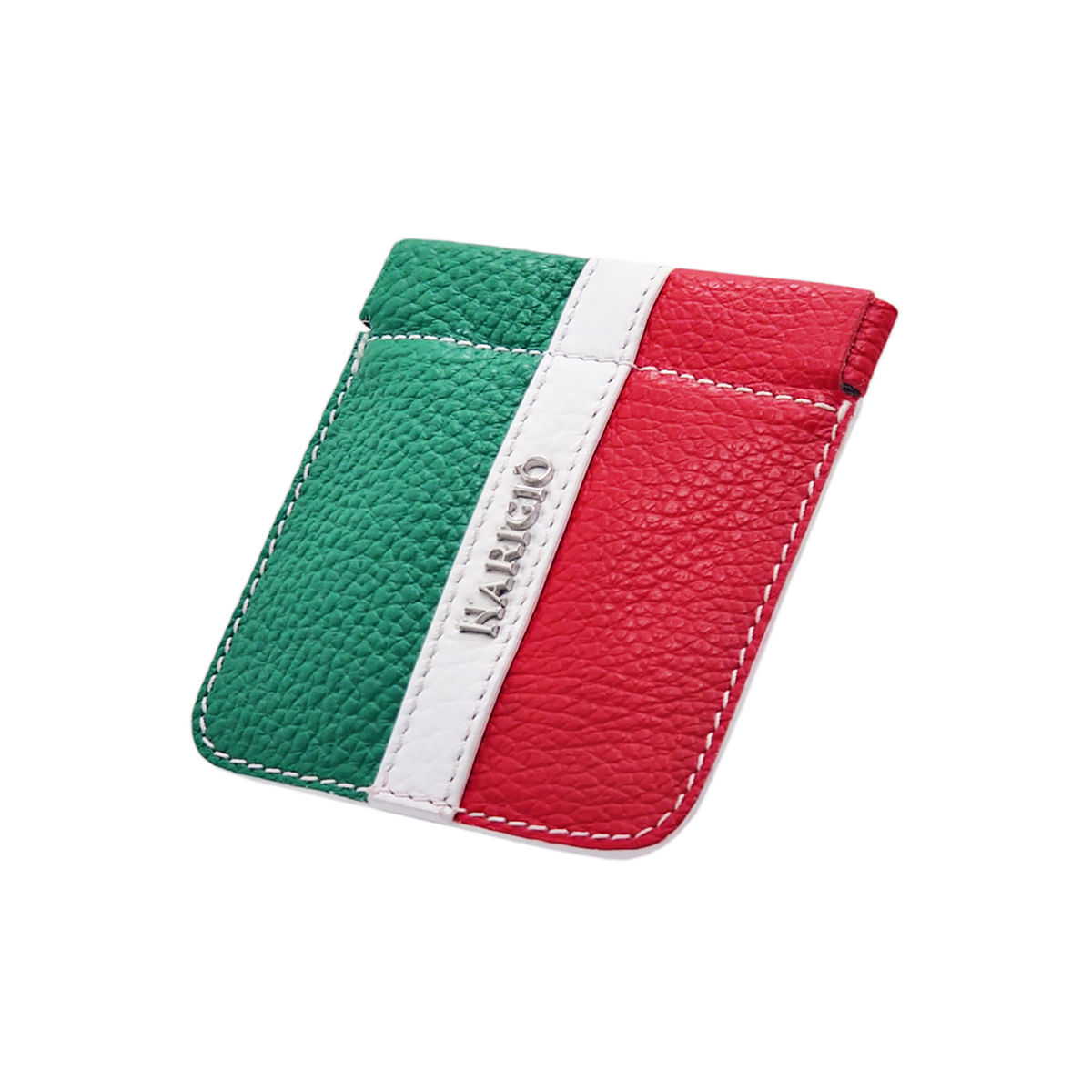 Portamonete unisex in pelle, borsello tricolore con chiusura a molla