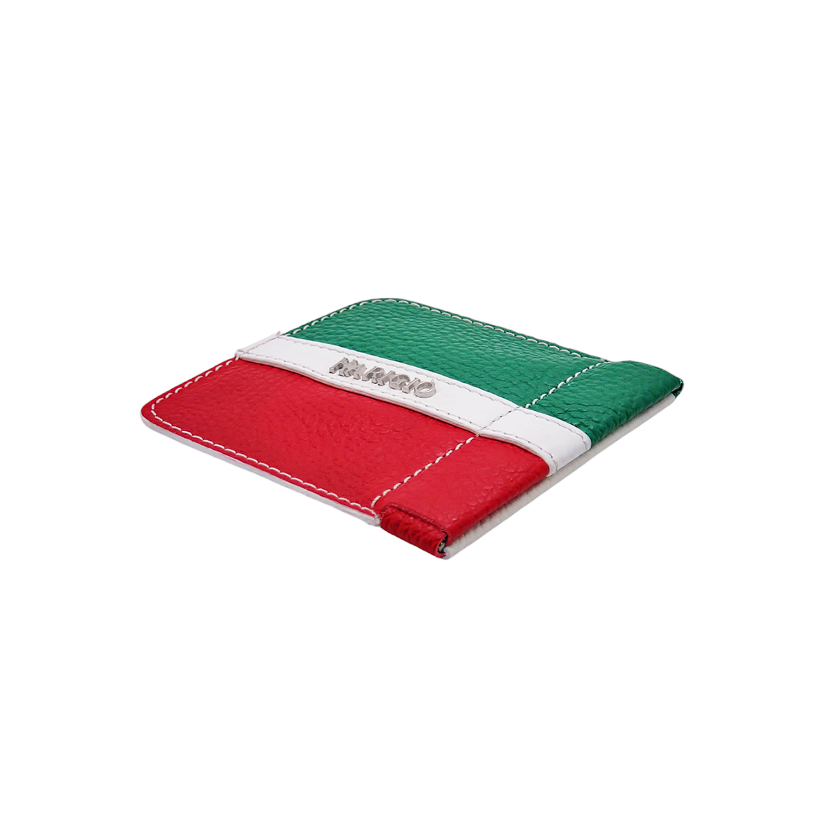 Portamonete unisex in pelle, borsello tricolore con chiusura a molla