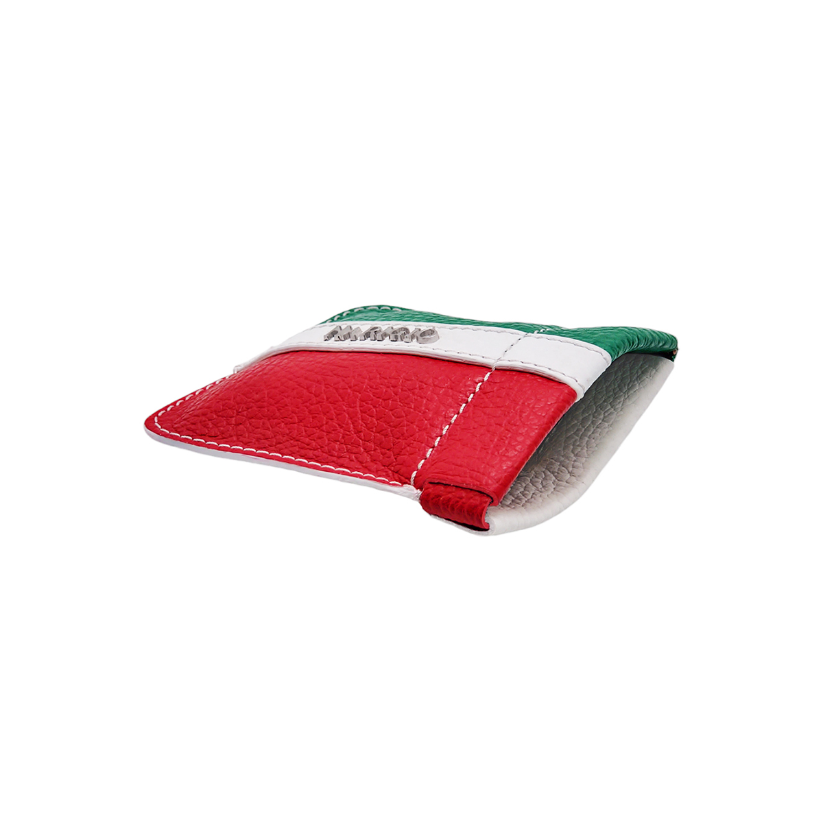 Portamonete unisex in pelle, borsello tricolore con chiusura a molla