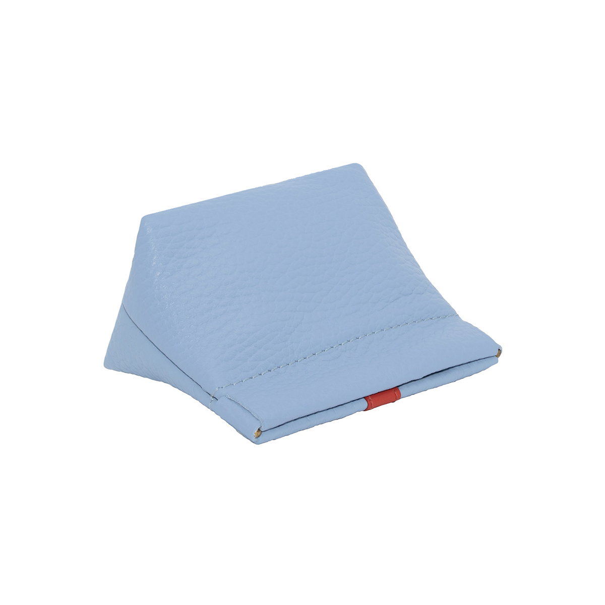 Portamonete in pelle celeste rosso, borsello donna chiusura a scatto