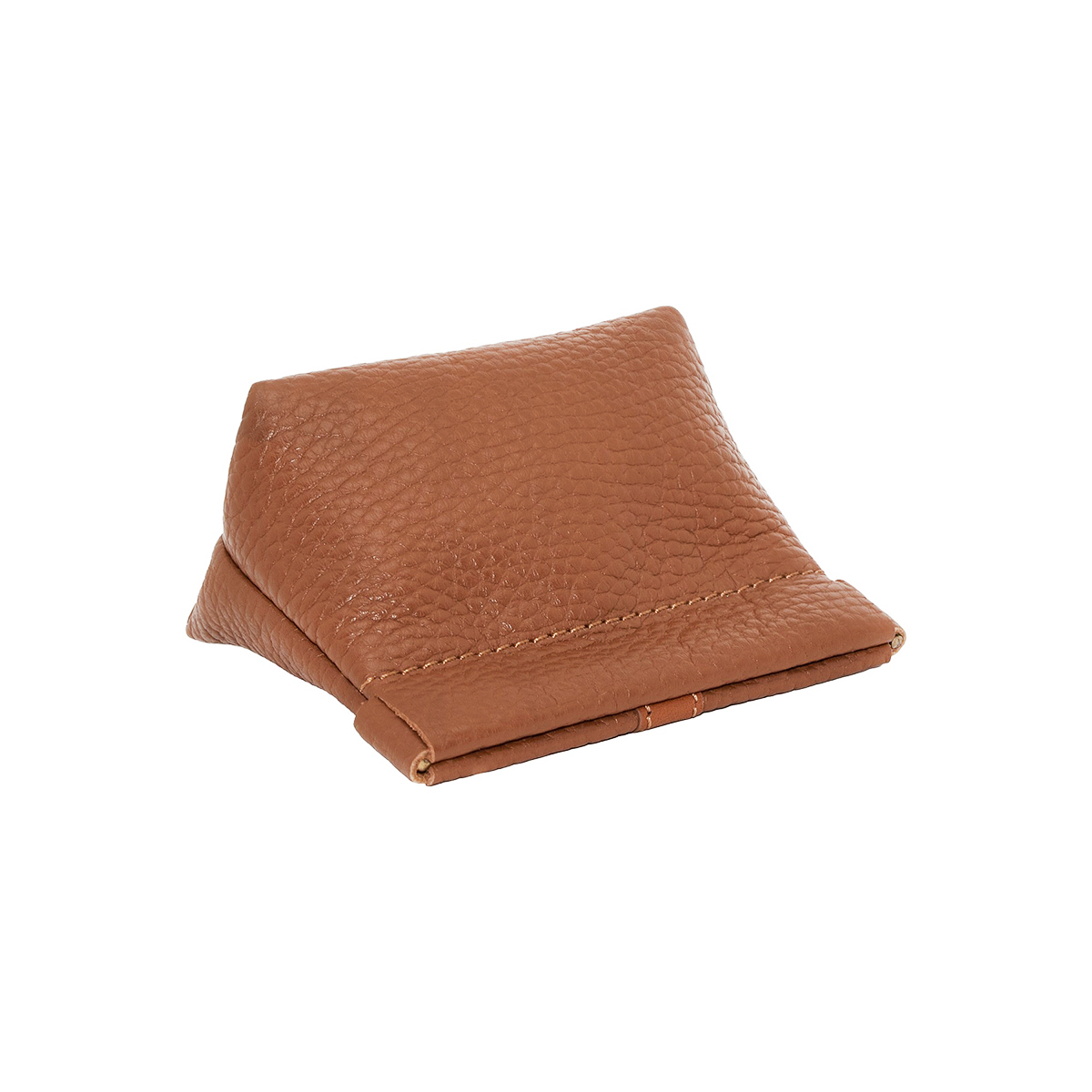 Portamonete vera pelle marrone chiaro, borsello donna chiusura a molla