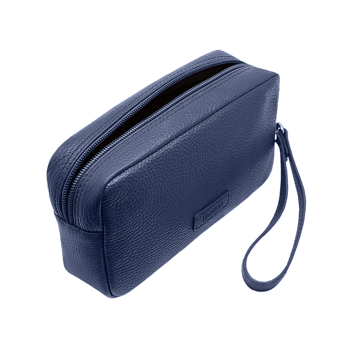 Borsello colore blu chiaro in vera pelle, marsupio da polso per uomo